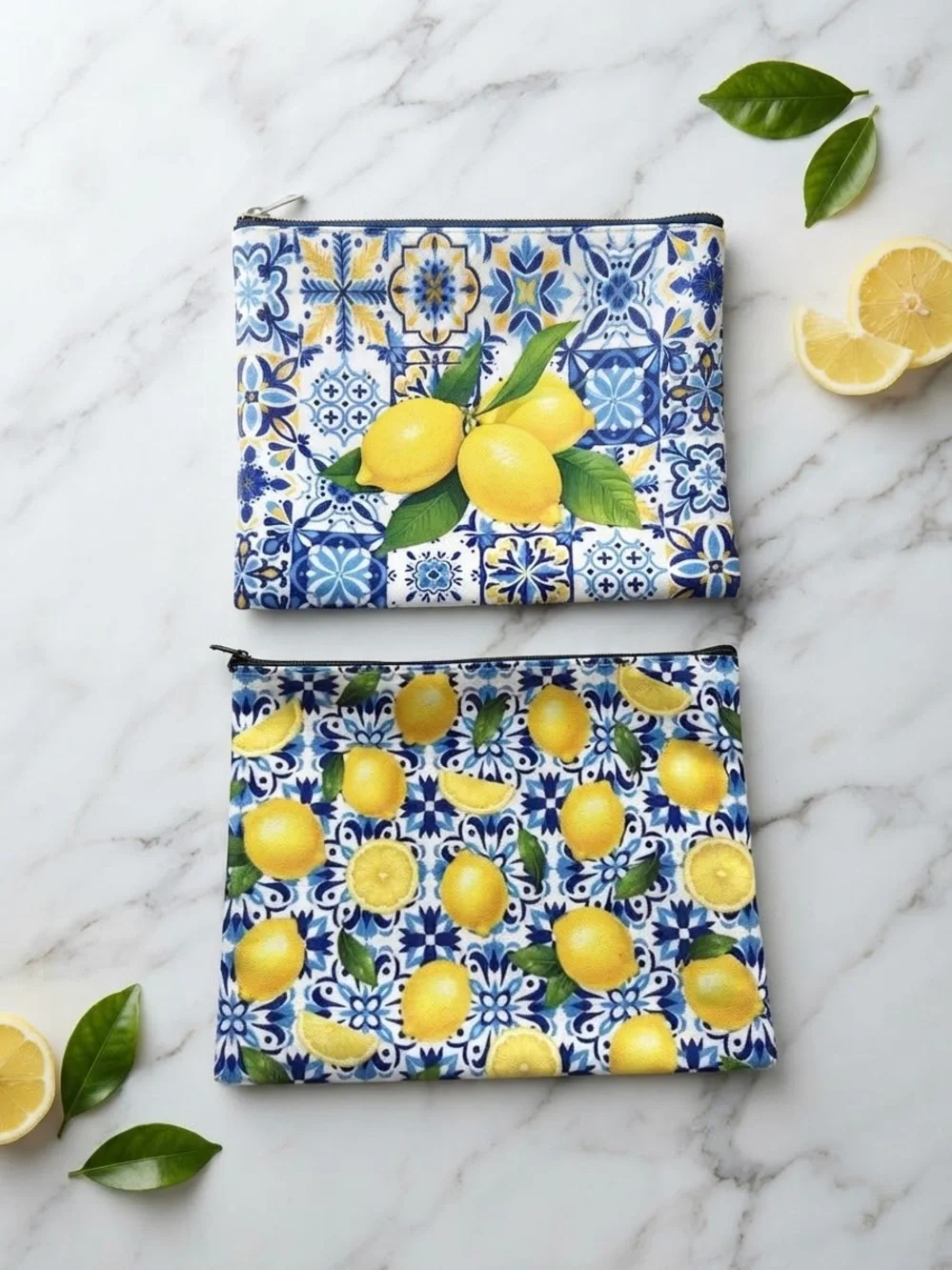 Lemon Themed Pouches Set of 2